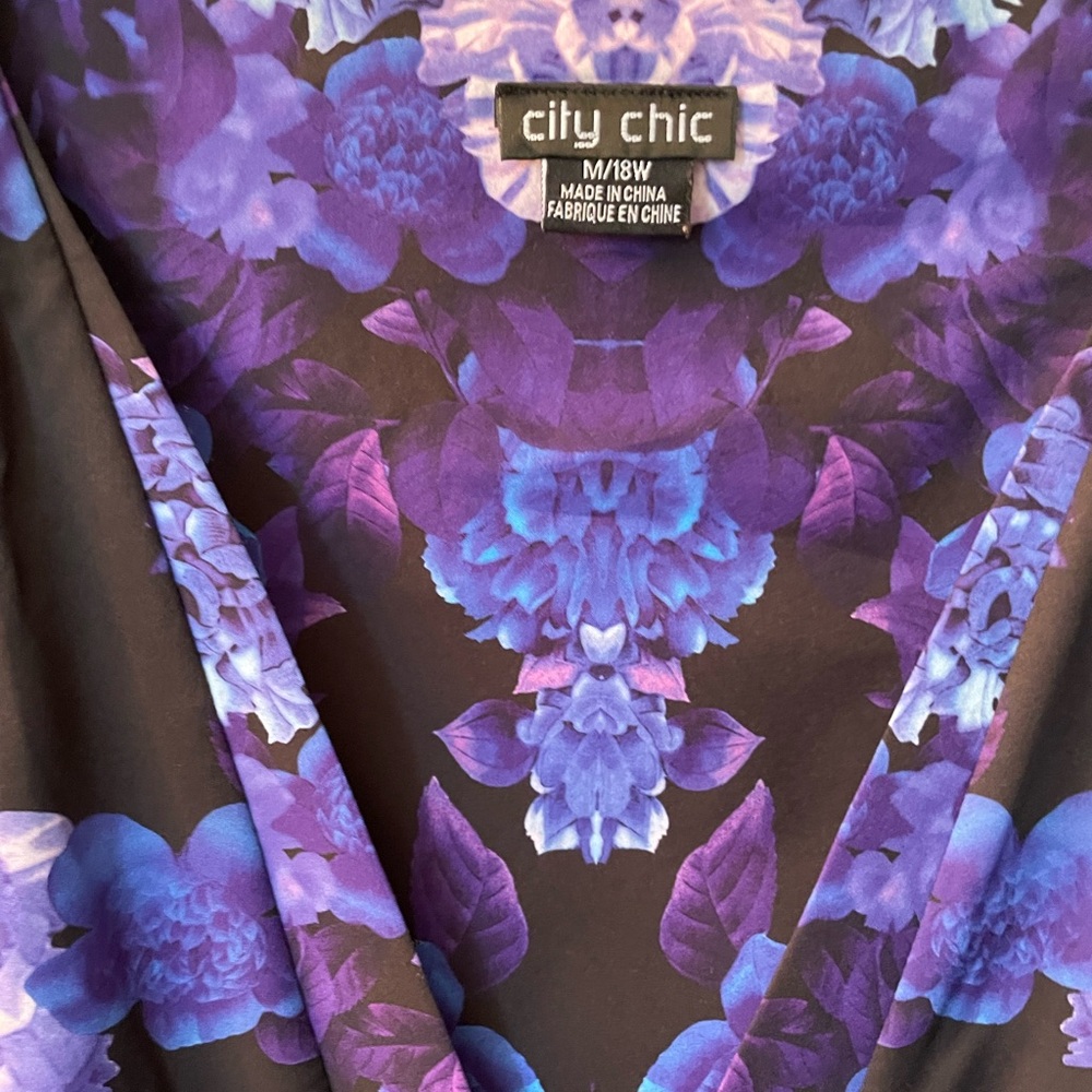 City Chic Black and Purple Floral dress - Picture 2 of 3
